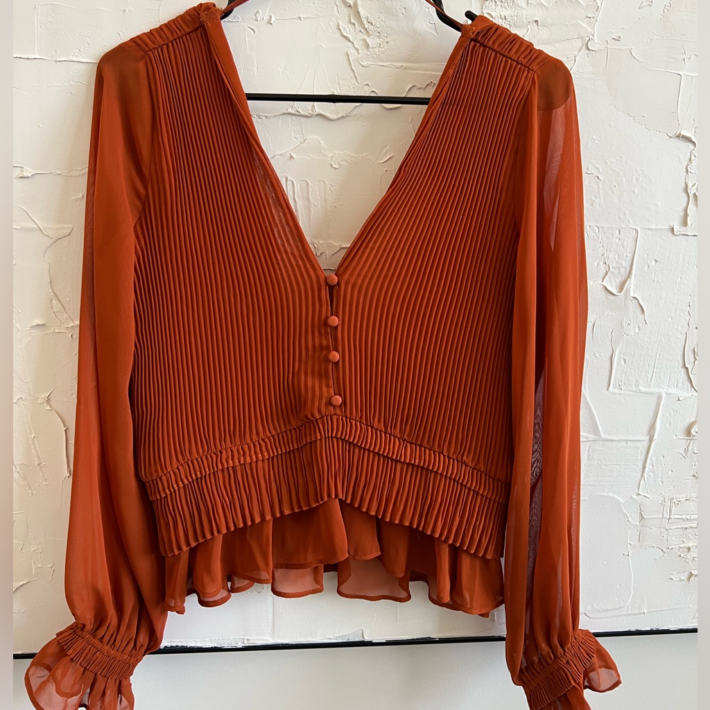 Open Back Burnt Orange Blouse - Nwot